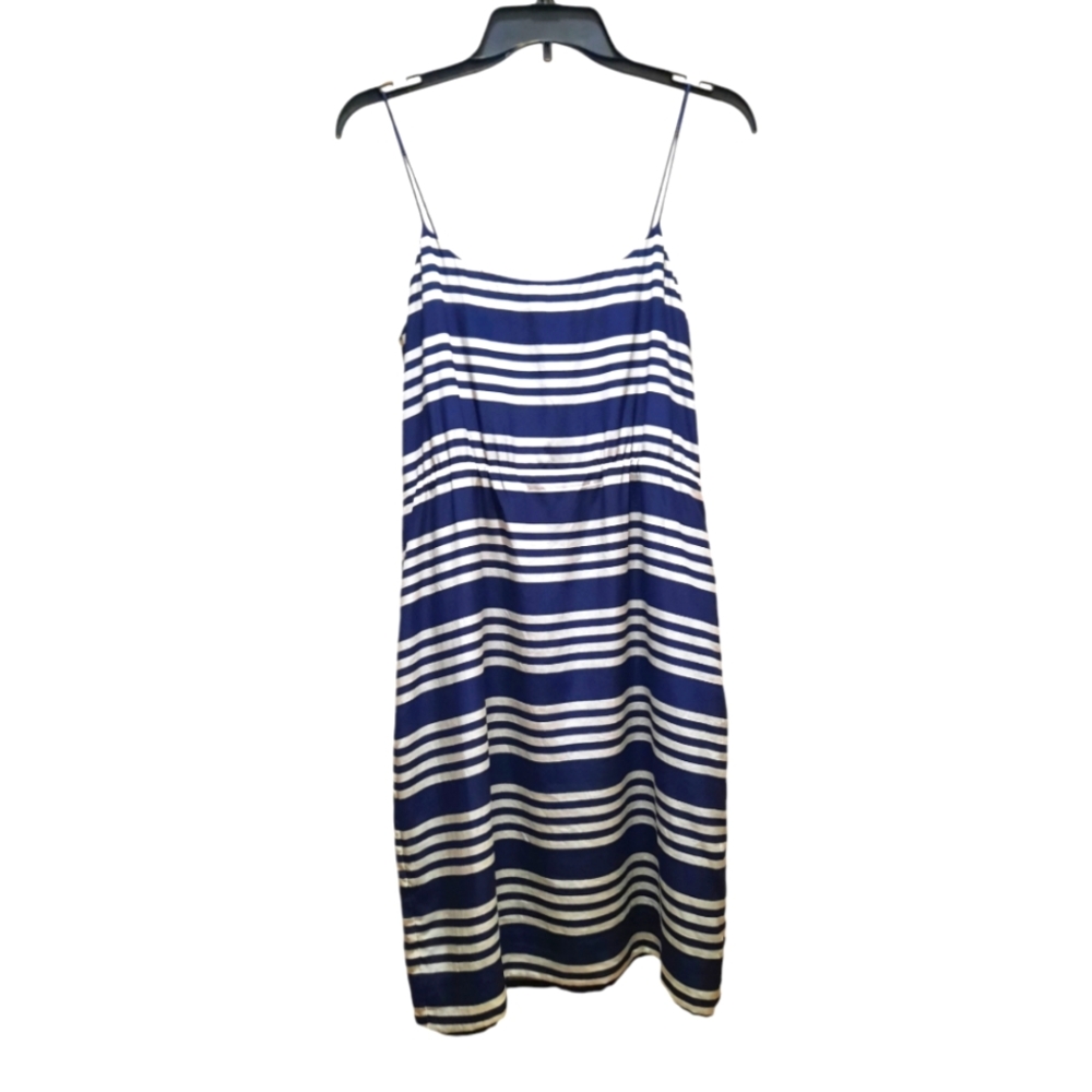 J. Crew 100% Silk Striped Mini Blouson Dress - Picture 3 of 6